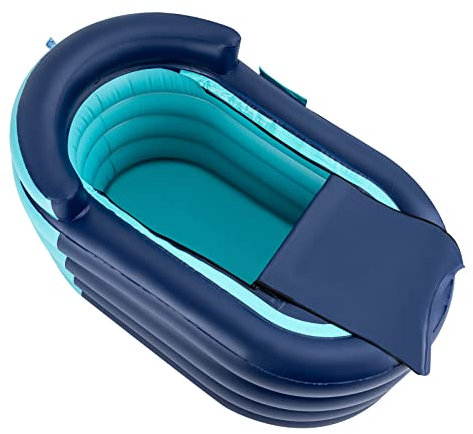 Baignoire gonflable pour adulte avec pompe à air électrique sans fil autonome jusqu'à 220 kg, convient pour bain d'eau chaude bleue