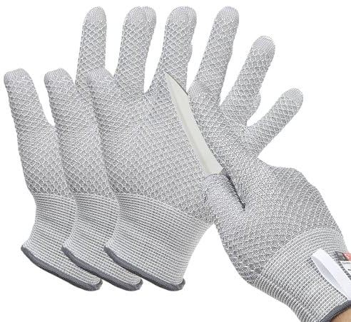 PATIKIL Cut Resistant Gloves, 2 Pair Level 5 Protection Cutting Gloves Anti Cut Kitchen Work Glove for Mandolin Slicing Oyster Shucking Whittling Wood Carving, Gray, Medium