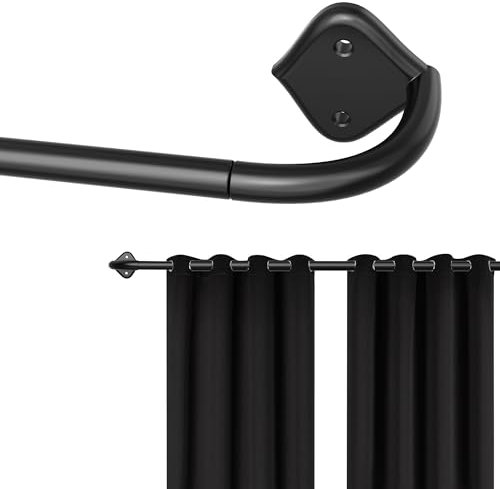 16mm Extendable Curtain Poles, Black Curtain Pole for Blackout Curtains,73-183cm Door Curtain Rods for Bedroom, Balcony