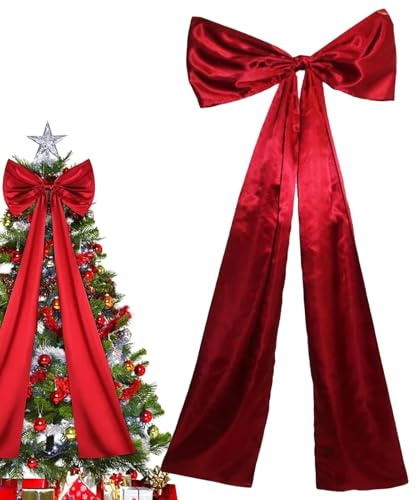 Lazo para La Parte Superior del Árbol De Navidad, Adornos con Lazos De Terciopelo, Decoración Navideña, Lazo Rojo Grande