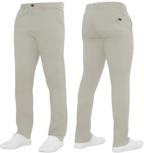 989Zé ENZO Mens Stretch Chino Slim Fit Leg Jeans Trousers Pants by Raw Denim (UK, Waist & Inseam, 34, 32, Stone)