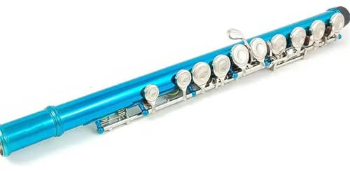 Querflöte Anfänger Flöte 16-Loch C-Klappe Mit Geschlossenem Loch Vernickelt Seeblau Mit E-Klappe