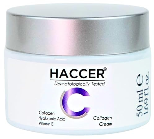 Haccer Collagen Skin Care Cream 50 ml - Kollagen, Hyaluronsäure und Vitamin E - Feuchtigkeitsspendende, Hydratisierende, Nährende, Revitalisierende Hautcreme