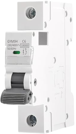 DewinLVD Disjoncteur, Disjoncteur Miniature Support de Courbe C Interrupteur Rail DIN Raccordement Barre Omnibus 230V/400V 1P 6A Poignée Grise
