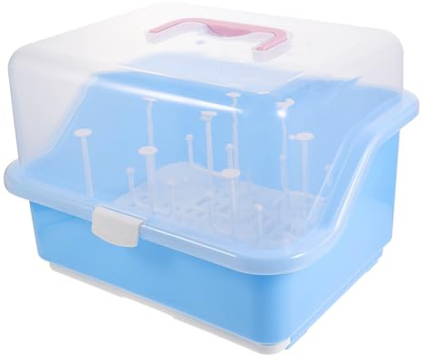 Box Bottle Box Bottles Storage for Pantry Water Bottle Drying Rack Fridge Bag Tot Pacifier Storage Case First Milk Machine Reusable Water Dryer Leak Drink Blue