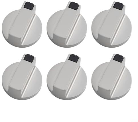 Alanmoship Metal Rotary Switch Control Knobs 6Pcs 6Mm Gas Stove Oven Replacement Parts Compatible With Electric Cookers Motorhomes Camping Appliances Silver