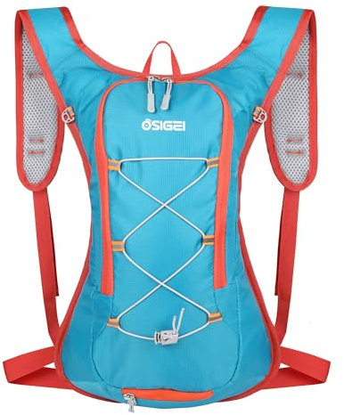 OSIGEI Mochila de Bicicleta Ultraligera con Red para Casco, Mochila de hidratación, Impermeable, para Senderismo, Escalada, Ciclismo, Correr, Camping, Mochila Deportiva Ultraligera (Azul, One Size)