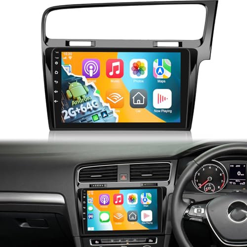 [2G+64G] Car Radio for VW Golf 2013-2018 (Only for Right Hand Drive), 10 inch Touch Screen Car Play Android Volkswagen Golf Stereo, Wireless Carplay/Android Auto/EQ Audio/Bluetooth/SWC
