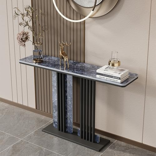 HARELA Table Console d'entrée, Table d'entrée Moderne avec Pieds en métal, Console d'entrée de Couloir Industrielle, Table d'entrée pour Salon, Couloir, entrée(Black D,100cm/39.4in)