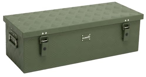 alubox Werkzeugkiste Riffelblech olive ABX-RL60G Aluminium 1,5mm Werkzeugkiste leicht und robust 60 Liter - oliv grün lackiert