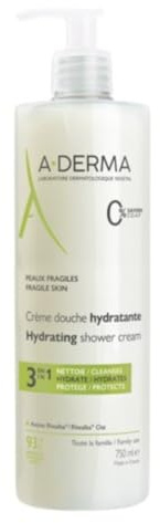 A-DERMA Les Indispensables Feuchtigkeitsspendende Duschcreme, 750 ml | Reinigt und schützt - mit Rhealba® Hafer - Für die ganze Familie ab 2 Jahren - empfindliche und empfindliche Haut - Gesicht