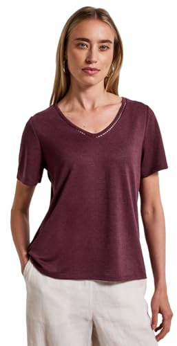 STREET ONE Damen A323527 Leinen-Look T-Shirt, Dark Cherry Red, 36