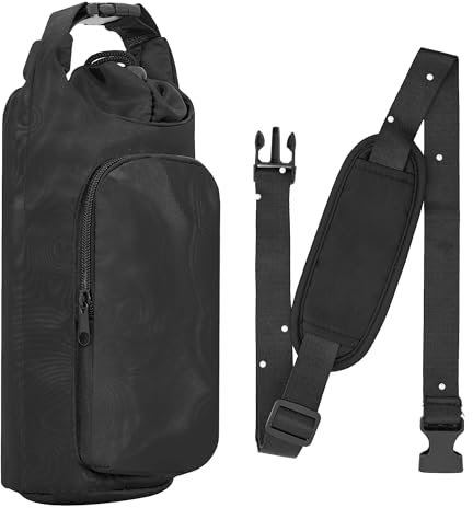 Kuleyang Water Bottle Carrier Bag with Phone Pocket & Adjustable Strap, Fits 32oz-40oz Tumblers, Insulated Holder for Hiking, Gym & Travel, Durable Multi-Pocket Design (Black)