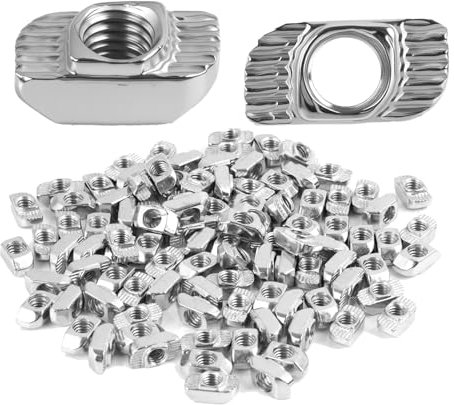 100 Stück M6 Nutensteine für Nut 8 Aluprofil 30x30, T-Nutenstein aus Kohlenstoffstahl, Vernickelt, Zubehör für Aluminiumprofile, für DIY Projekte und Industrielle