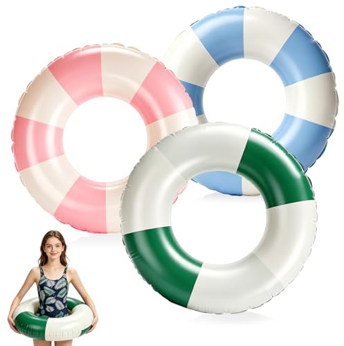 Schwimmring Erwachsene, 3 Stück Schwimmreifen Ring 32/82cm, Aufblasbar Schwimmring Röhre, Sommer Wasser Schwimmreifen Groß, Pool Spielzeug für Sommerpool Party
