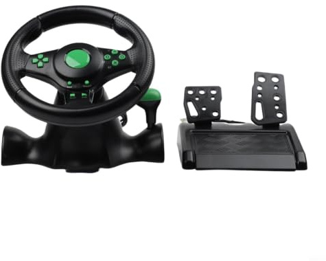 RiseNova ABS USB Auto Lenkrad mit Pedalen Vibration kompatibel mit Switch für Xbox PS4 PS3 PC Spiele (4 in 1)