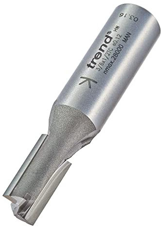 Trend Professional Straight Two Flute Router Cutter, 1/2 Inch Shank, 10mm Cut Diameter, Tungsten Carbide Tipped, 3/6X1/2TC