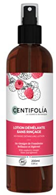 CENTIFOLIA | Lotion Démêlante Sans Rinçage | Démêles sans alourdir les cheveux | Gamme Sublime Brillance | Cheveux Brillants & Souples | Vinaigre de Framboise Bio | 99% Naturelle | 200 mL