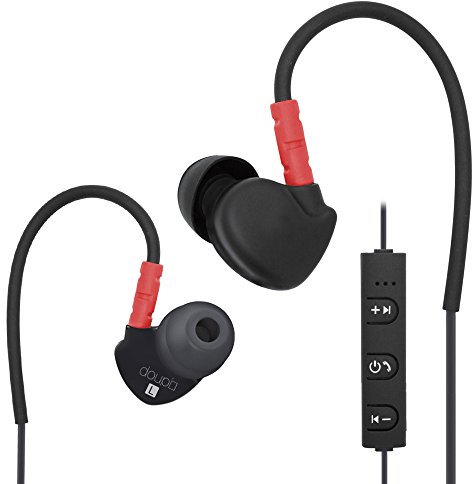 doupi Wireless Sport In-Ear Headset with Bluetooth Technology 4.1, Earphones with Memory Wire Multi-Funktion Design Headphones Earpods Earpads, black/red