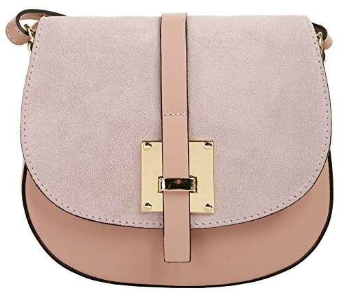 Cluty Umhängetasche Echt Leder Damen Made in Italy | elegante Schultertasche | Handtasche mit Samtdetails