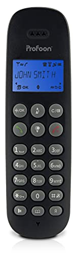 Profoon PDX - Telefono DECT 300 - Telefono cordless - Compatibile con Gap: espandibile - Compatibile con gli apparecchi acustici - Vivavoce - Rubrica telefonica - Nero