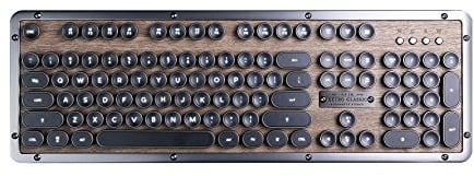 AZIO Retro Classic Bluetooth (Elwood) – kabellos/USB-Kabel Walnussholz Vintage Hintergrundbeleuchtung Mechanische Tastatur für PC/Mac, Walnussholz (MK-RETRO-W-01B-US)
