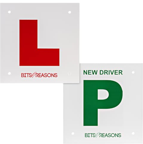 NEW PROFESSIONAL GRADE UNIVERSAL PAIR OF RIGID SOLID L PLATE WITH P PLATE NEW DRIVER ON REVERSE 1.5MM POLYCARBONATE WE USE ON OUR OWN DRIVING SCHOOL- PAIR OF PLATES FITS MOTORBIKES AND CARS