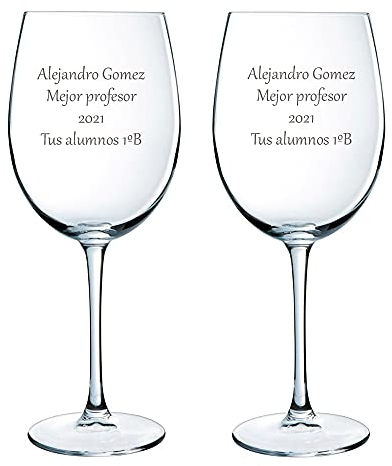 Regalo para profesores personalizable: Copas de vino grabadas con texto (Copas de vino para profesores)