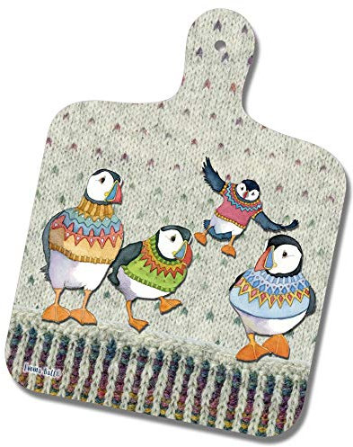 Emma Ball Mini Chopping Board - Woolly Puffins by Caroline Cleave