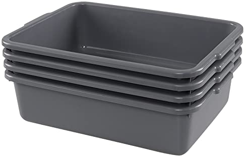 Ikando Set of 4 Washing Up Bowl/Commercial Bus Box, Plastic Dish Pan Basin, 8 L
