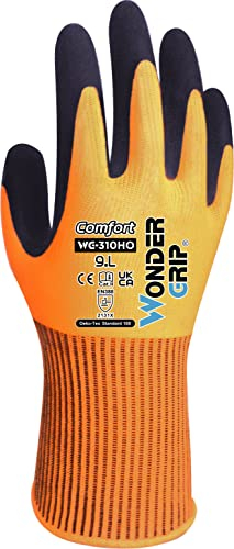 Wonder Grip WG-310HO Comfort - Arbeitshandschuhe herren, doppelte Latexbeschichtung, Gartenhandschuhe, Schutzhandschuh, Anti-Rutsch, gr XL / 10 Orange