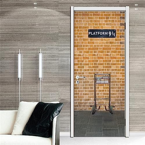 FLFK 3D Piattaforma 9 3/4 Autoadesiva Adesivo per porta 77x200cm(Set di 2 fogli)-Murale Foto Adesivo da parete decalcomania Salotto Camera da letto arredamento