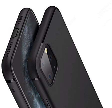 IRunningSystem Schwarz Matte kompatibel mit iPhone 11 Hülle Silikonhülle Schutzhülle | mit integriertem Staubschutz Ultra-Slim (0,5mm Dicke) (iPhone 11 Pro, Schwarz ohne Loch)