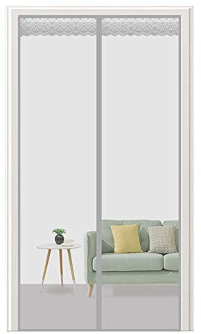 AMZERO Tenda zanzariera Magnetica, 120x240cm Zanzariere a Rullo Magnetico Velcro Chiudi Automaticamente per Porte di Soggiorno Camera da Letto Casa, Grigio