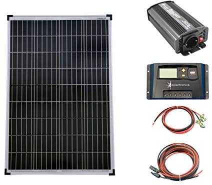 SET 1x 100W Poly Solar Modul 20A Laderegler gelb Spannungswandler 600W modifiziert Kabel Komplettset Solarmodul Photovoltaik Inselanlage