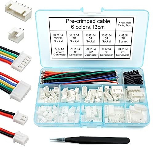 2.54mm XH Connector Socket Kit With pre-crimped cable wire 2/3/4/5/6/7 Pin Housing JST Adapter Cable Male and Female Compatible with JST-XH Connector (Connector&Socket)