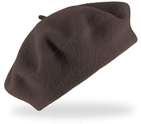 fiebig Baske aus 100% Reiner Schurwolle | Baskenmütze in One Size & Woolmark Qualität | Wollbaske in vielen Farben Made in Europe (Braun)