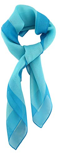 TigerTie Damen Chiffon Nickituch in türkis dunkeltürkis mit Bordüre - Größe 58 cm x 58 cm