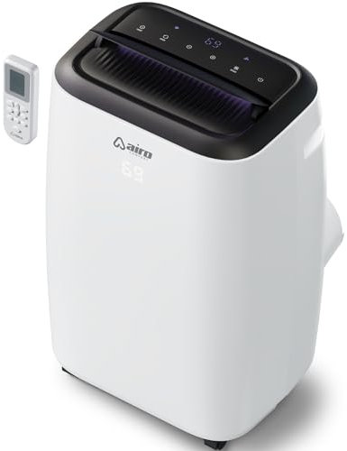 Airo Comfort Portable Air Conditioner 12,000 BTU With Built-In Dehumidifier & Fan Modes, Room Cooling Up to 400 Square Feet, Quiet Operation, LED Display, Included Installation Kit and Remote Control