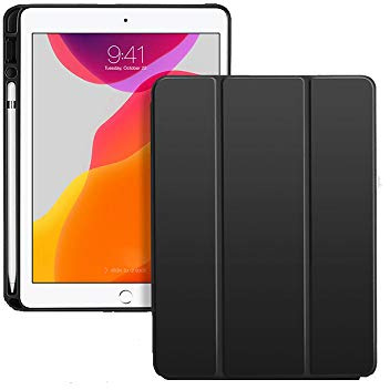 Eyselect Hülle Kompatibel mit iPad 10.2 Zoll 9. Gen (2021) / 8. Gen (2020) / 7. Gen (2019), iPad Air 3. Generation, iPad Pro 10.5 Zoll, mit Stifthalter, Auto Schlafen/Wachen (Schwarz)