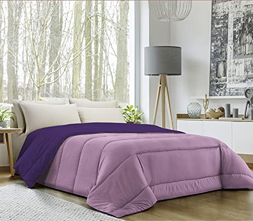 Banzaii Trapunta Invernale, calda e morbida – Piumone da 350 gr/mq - Microfibra manopesca – Traspirante, Anallergica – Prodotta in Italia – Matrimoniale 260x260 cm Lilla/Melanzana