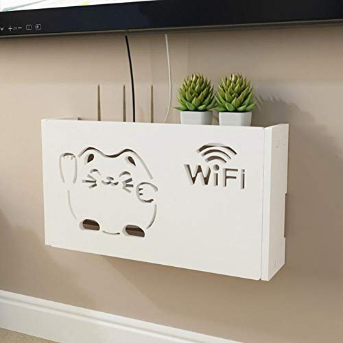 Ayrsjcl Caja Almacenamiento WiFi Pared Blanca WiFi Router Cajas Almacenamiento Cable Power Plug Wire Shelf Rack 1pc