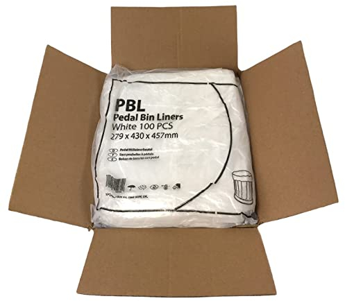 White Pedal Bin Liners In 10 Packs of 100 - Box of 1000