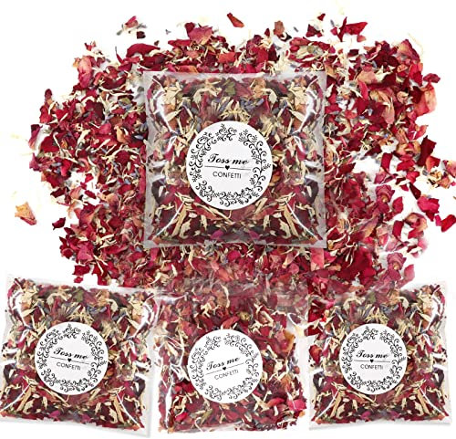 Annhao Lot de 20 Paquets confettis de Mariage, confettis de pétales naturels jetant de Fleurs séchées de Rose biodégradables pour décoration de fête de Mariage