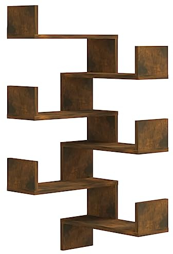 vidaXL Wand Eckregal 2 STK., Wandregal für Schlafzimmer Wohnzimmer, Hängeregal Dekorativ Platzsparend, Wandablage Bücherregal Regal, Räuchereiche Holzwerkstoff