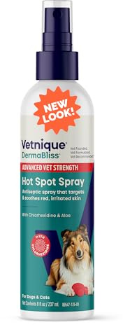 Vetnique Dermabliss Hot Spot Treatment for Dogs - Antiseptic Medicated Chlorhexidine Spray - Vet Recommended for Skin Infections, Hot Spots & Irritation (Hot Spot Spray, 8oz)