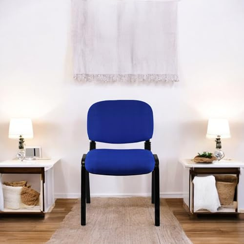 Meta Office Heavy Duty Stackable Guest & Reception, Office Chairs for home, Black Frame (1, Blue)