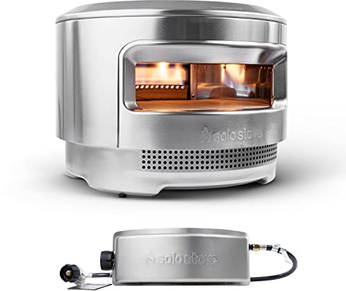 Solo Stove Pi Pizza Oven, Wood & Gas Burner | Incl. Stainless Steel Outdoor Pizza Maker, Wood Burning Assembly, Gas Burner, Cordierite Pizza Stone (13 mm thick), H: 38,4 cm x Dia: 52 cm, 13,8 kg