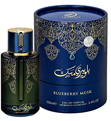 Parfum Blueberry Musk Santeur Dubai, 100 ml, für Männer und Frauen, orientalischer arabischer Duft, Unisex, Duftnoten: Zitrusfrüchte, Bergamotte, Pfirsich, Vanille und Moschus