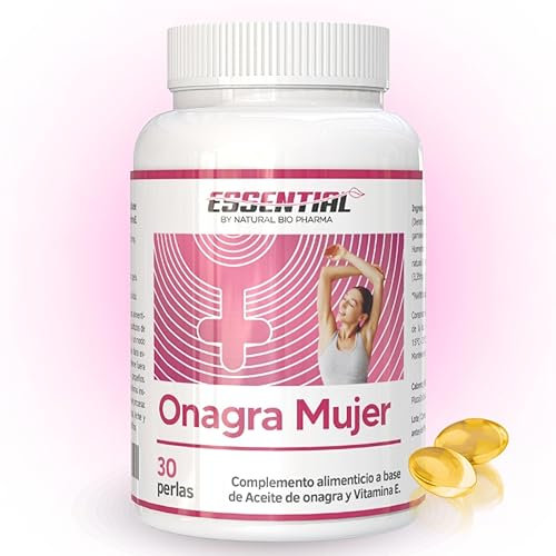 Aceite de Onagra Perlas con Vitamina E. Potenciador Sexual Masculino y Femenino. Para Menopausia y Fertilidad Mujer. Colesterol, Dolor Menstrual y SOP